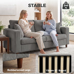 Loveseat Sofa with Wide Seat, Corduroy 2 Seater Couch with Deep Seat, Spring Cushion, Light Grey