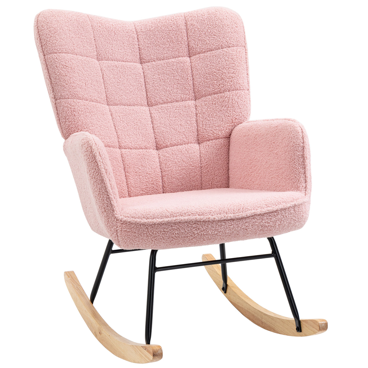 Fleece Wingback Rocking Chair – Pink