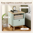 HOMCOM Modern Nightstand Set of 2, Bedside Table with Drawer and Open Shelf, Side End Table for Bedroom, Light Green – view 5
