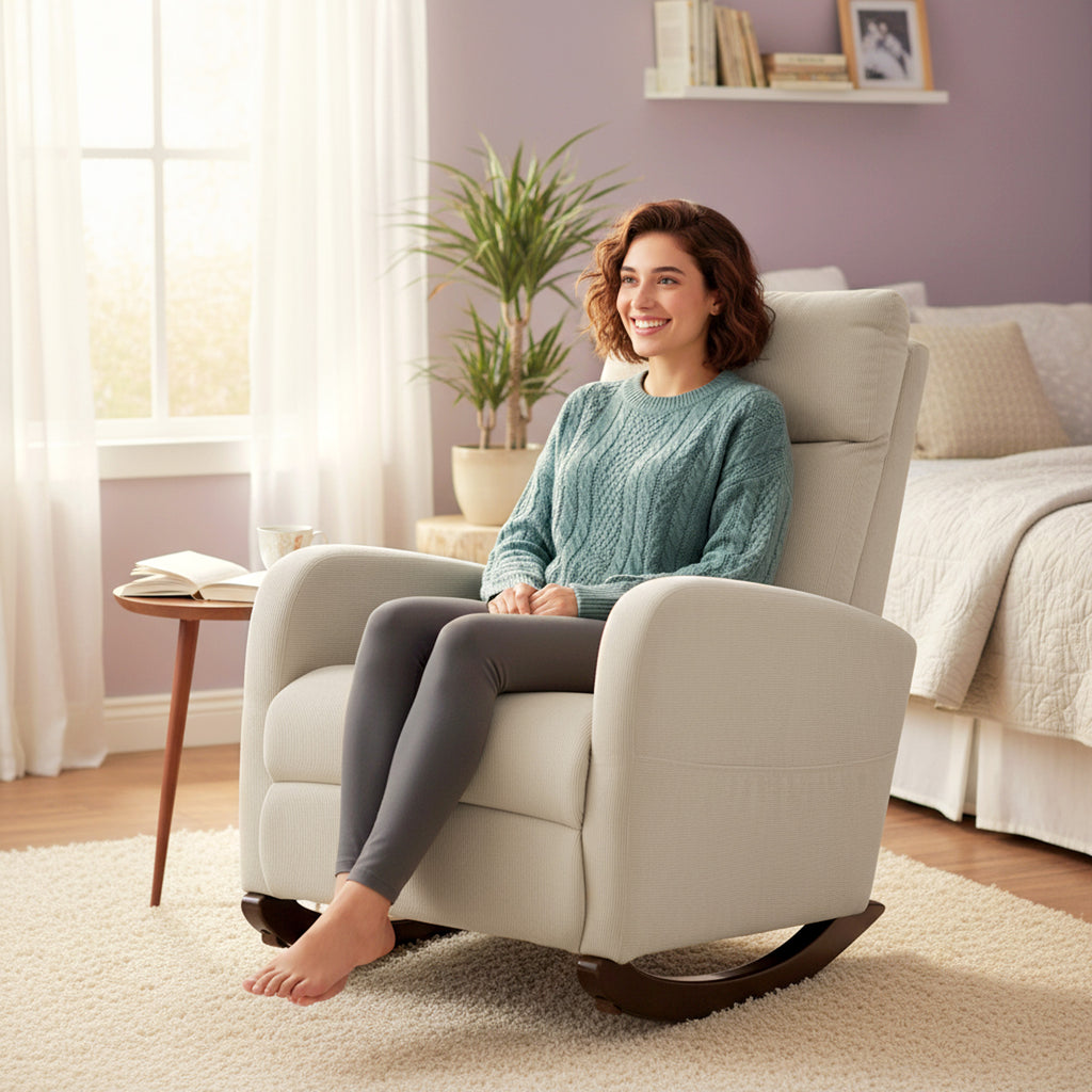 Corduroy Rocking Armchair - Beige