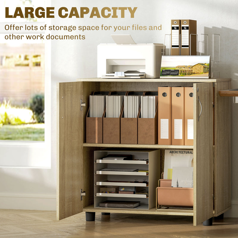 Lockable office storage cabinet – oak – image 4