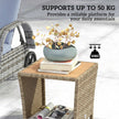 Outsunny Side Table 2-Tier Outdoor Coffee Table with Storage Shelf PS Wood Slat Top/Khaki – view 6