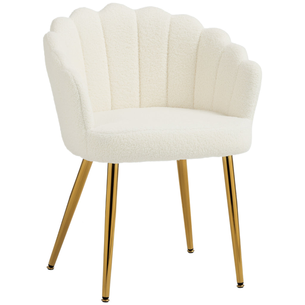 Lounge Chair Petal-Back Armchair Metal Metal Legs for Living Room Bedroom Cream