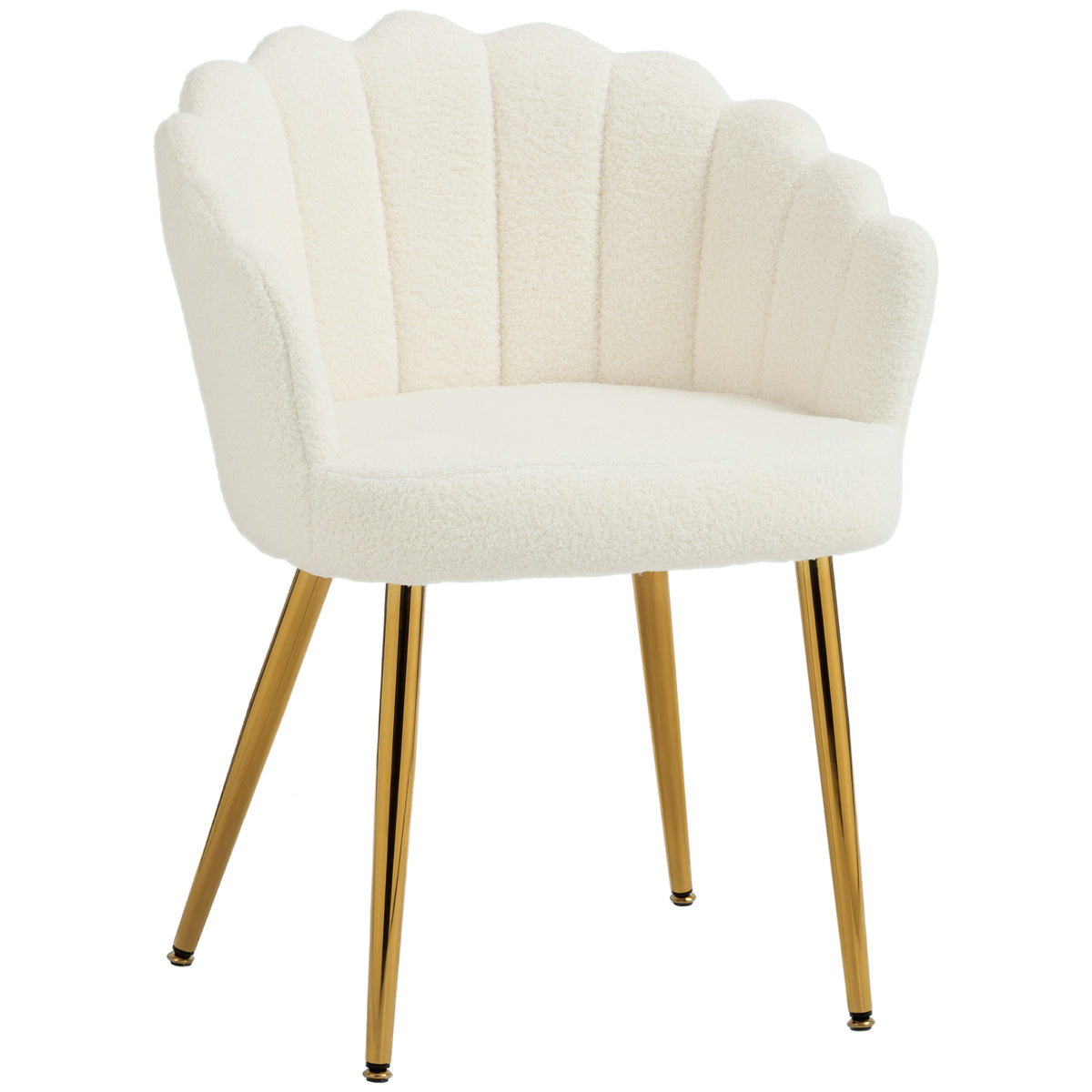 Petal-Back Sherpa Accent Chair – Cream & Gold