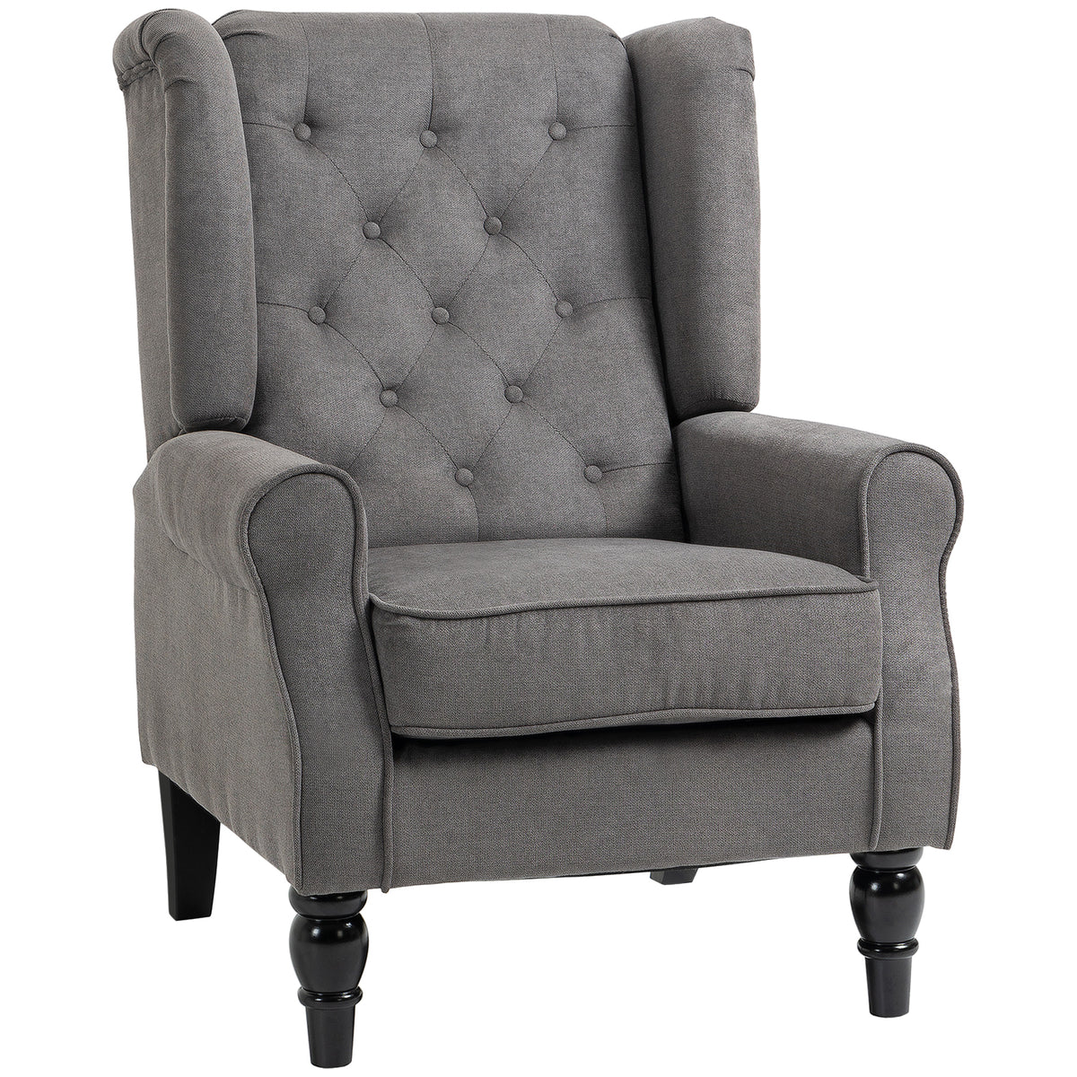 Tufted Wingback Accent Chair – Dark Grey