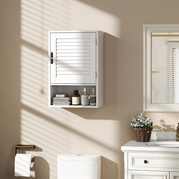 40 cm louvred bathroom wall cabinet in white – image 2