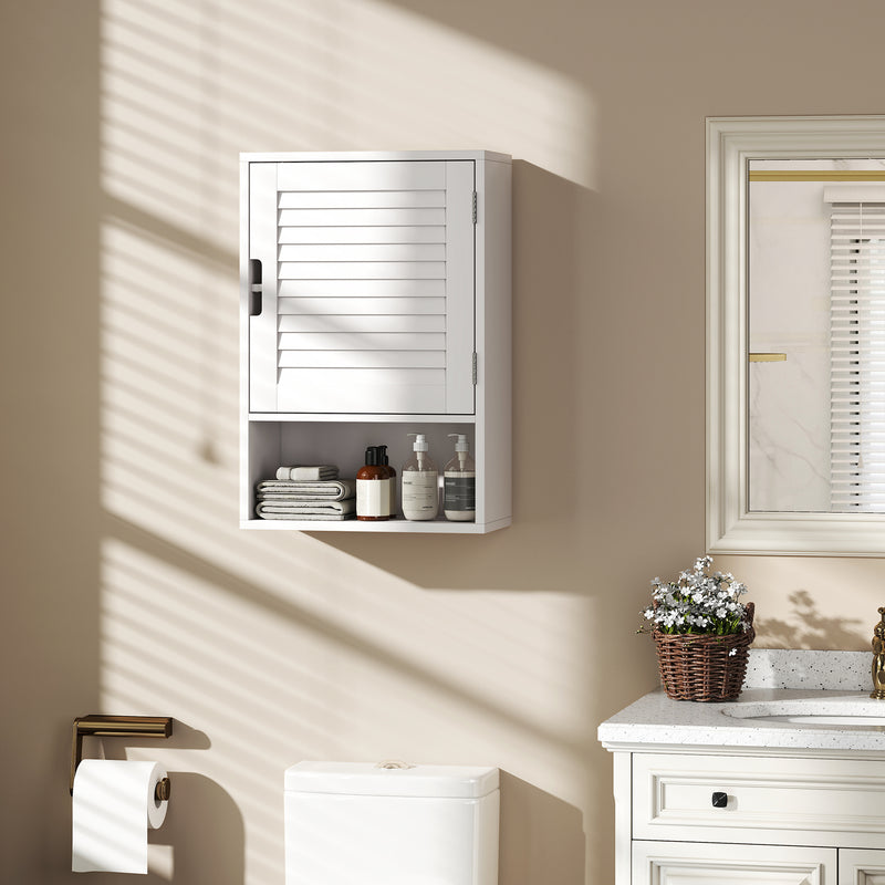 40 cm louvred bathroom wall cabinet in white – image 2