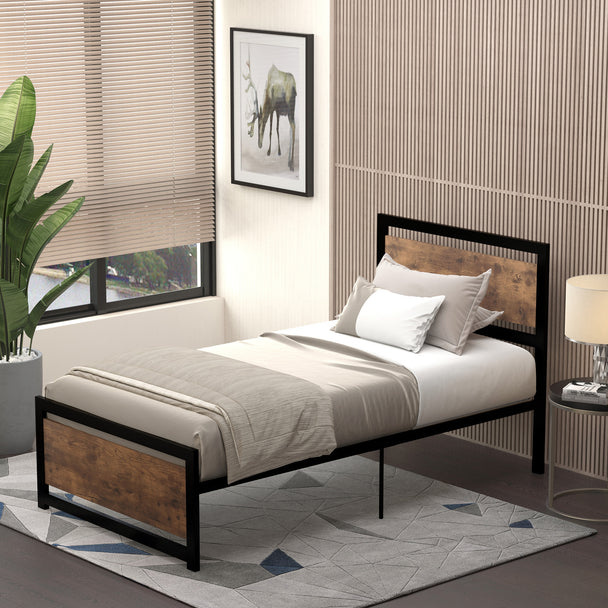 Rustic single metal bed frame – image 2