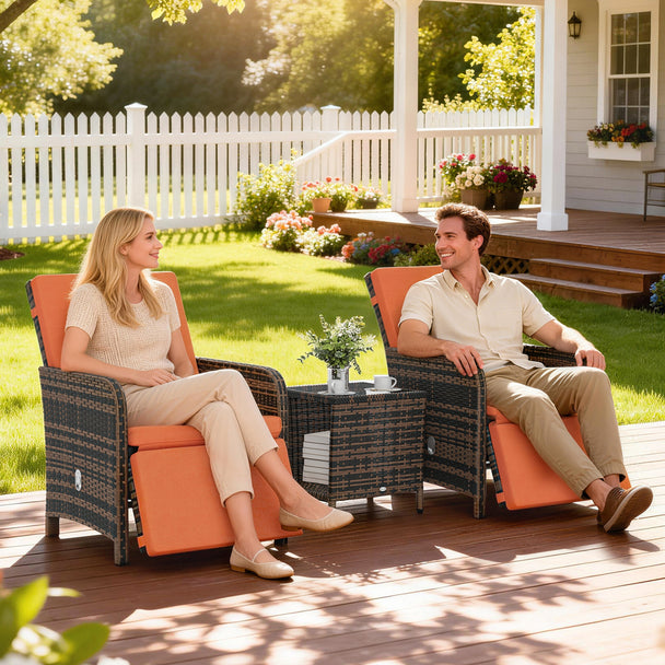 Reclining rattan bistro set – image 2