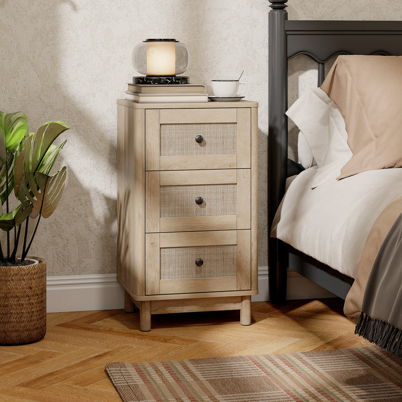 Rattan 3-drawer bedside chest – image 2