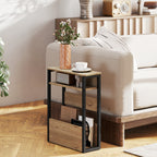 Industrial-Style Side Table - Black/Walnut Brown