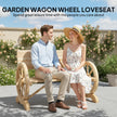 Outsunny Fir Wood 2-Seater Outdoor Garden Wagon Wheel Bench, Natural Wood Finish – view 6