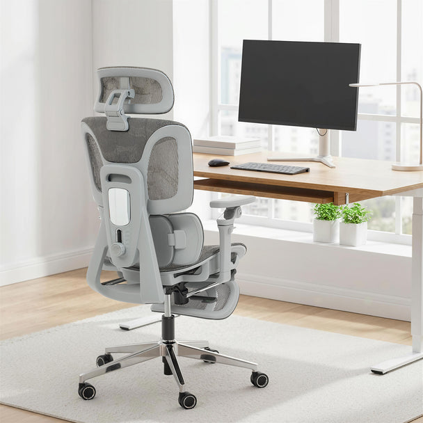 HOMCOM Ergonomic Office Chair, High Back Mesh Desk Chair, Grey – view 2