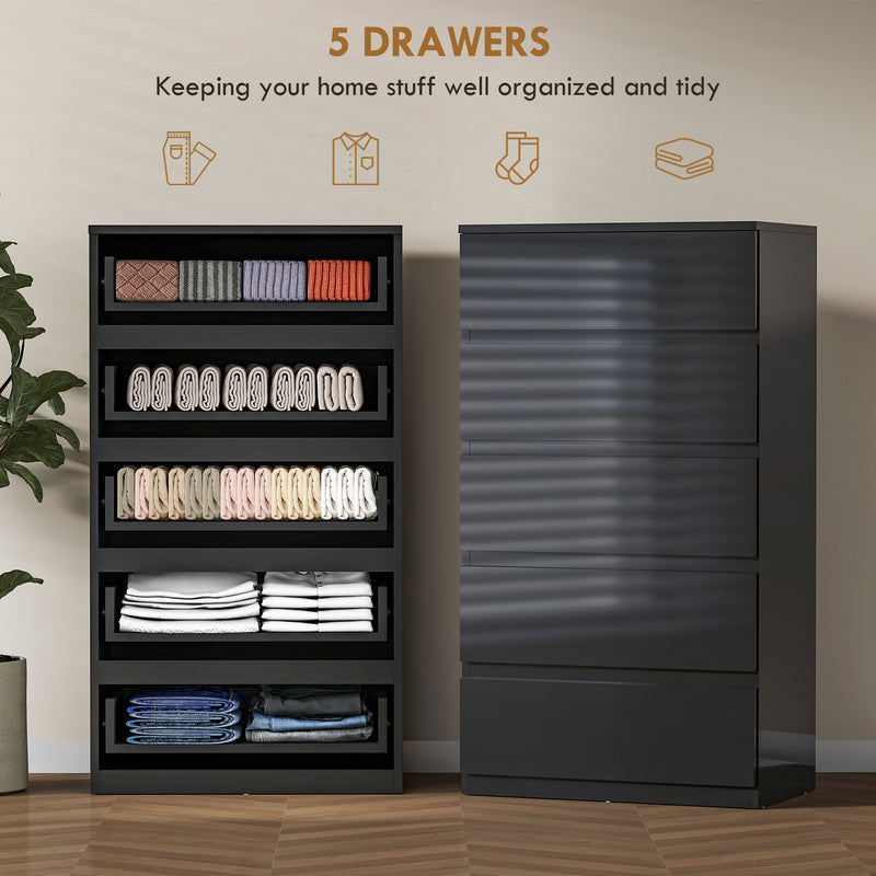 HOMCOM Chest of Drawers, 5-Drawer Storage Cabinets, Modern Dresser, Storage Drawer Unit for Bedroom – view 4