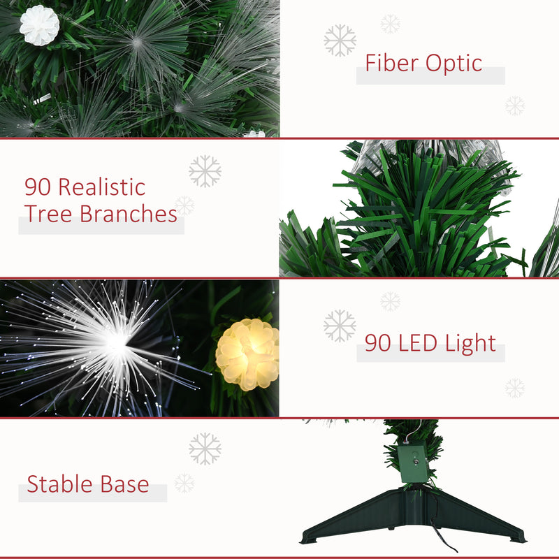 HOMCOM 3ft White Light Artificial Christmas Tree w/ 90 LEDs Star Topper Tri-Base Full Bodied Seasonal Decoration – view 8