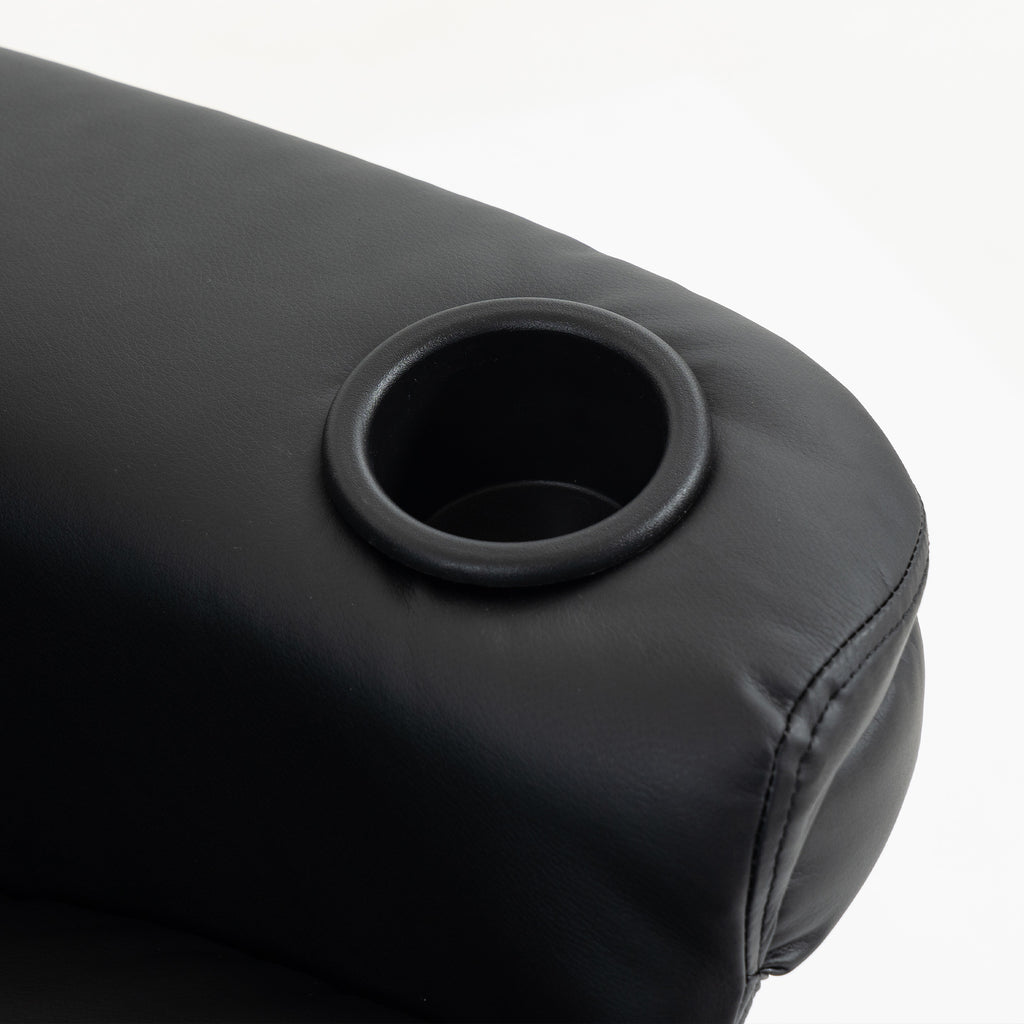 Upholstered Reclining Armchair, Manual Recliner Chair with Footrest and Adjustable Backrest, Black
