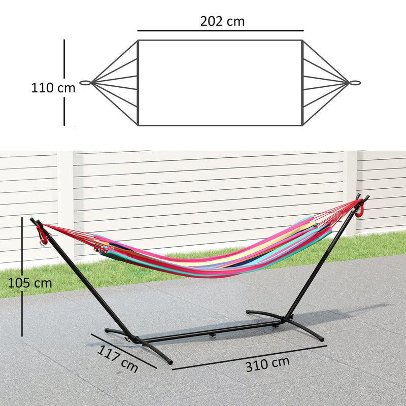 Outsunny 298 x 117cm Hammock with Stand Camping Hammock with Portable Carrying Bag, Adjustable Height, 120kg Load – view 3