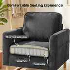 Accent Chair with Pocket Spring, Modern Industrial Armchair with Metal Legs for Livingroom Dark Grey