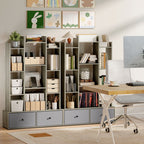 12 Shelf Storage Unit, with Drawers - Graphite Wood Effect