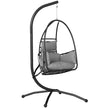 Outsunny Hanging Egg Chair, Indoor Outdoor Swinging Hammock Chair with Stand, Foldable Basket, Side Pocket, Dark Grey