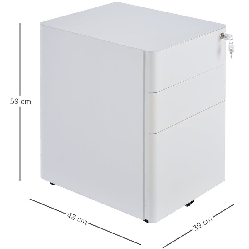 Lockable steel 3-drawer filing cabinet in white – image 3