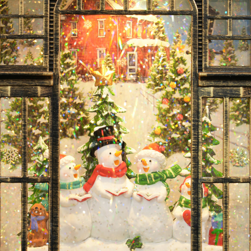 Snowman and tree inside the glitter lantern