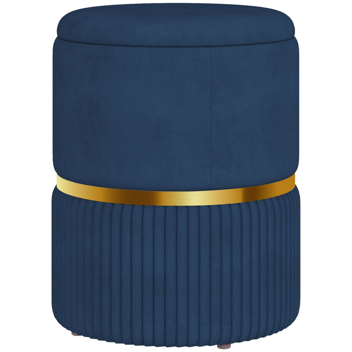 36 cm Velvet Storage Ottoman Stool – Dark Blue