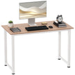 White 120 cm minimalist computer desk with steel frame and adjustable feet