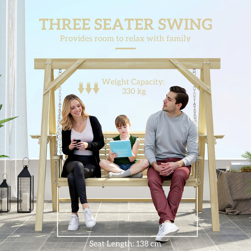 Wooden 3-seater swing bench – image 4