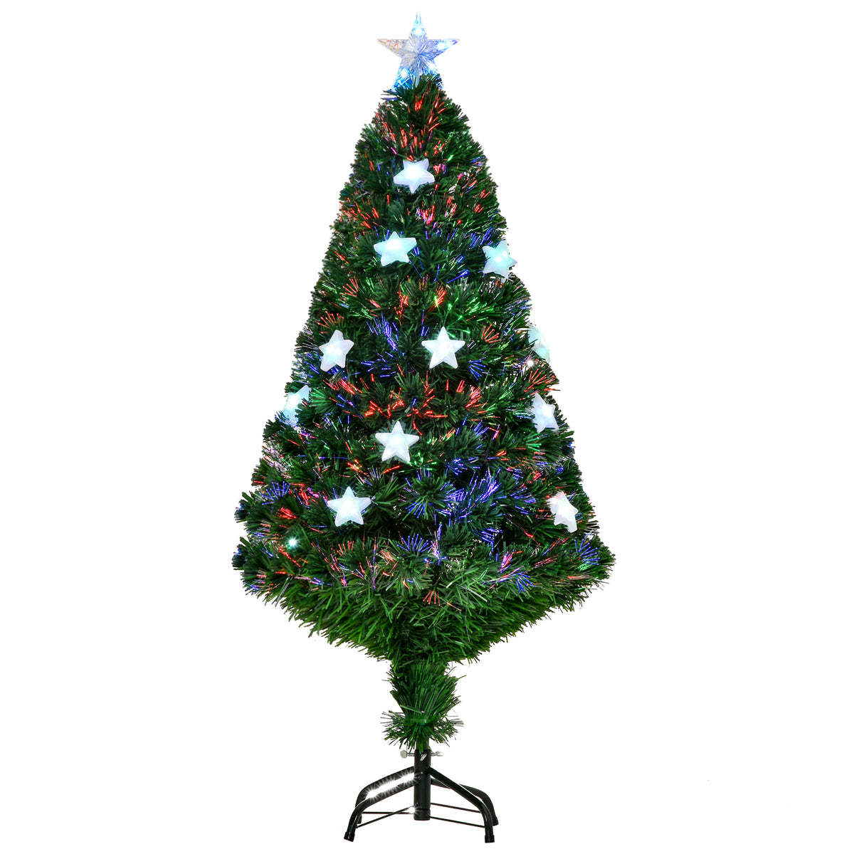 4ft green fibre optic Christmas tree with colourful star-shaded LED lights