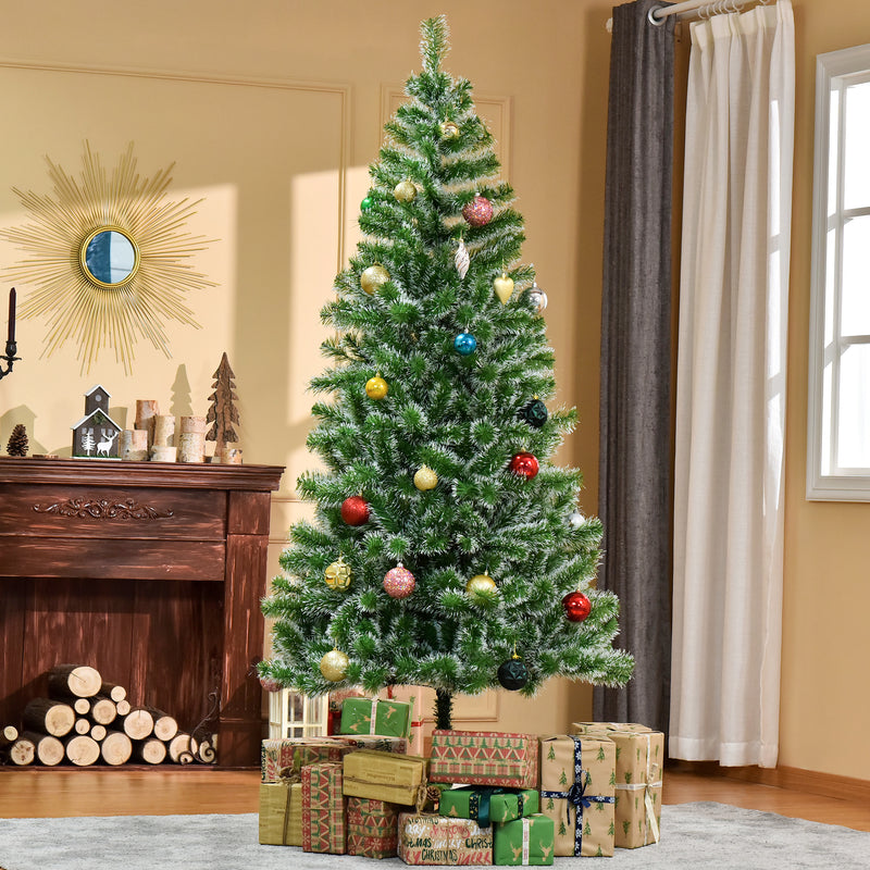 HOMCOM 7FT Indoor Christmas Tree Artificial Decoration Xmas Gift with Metal Stand Branch Tips – view 10
