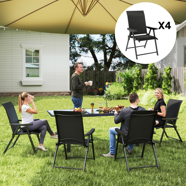Outsunny Set of Four Folding Outdoor Chairs - Black – view 2