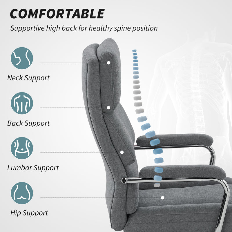 HOMCOM Executive Office Chair, Linen Fabric Computer Desk Chair with Double-Layer Back Cushion, Rocking Function – view 4