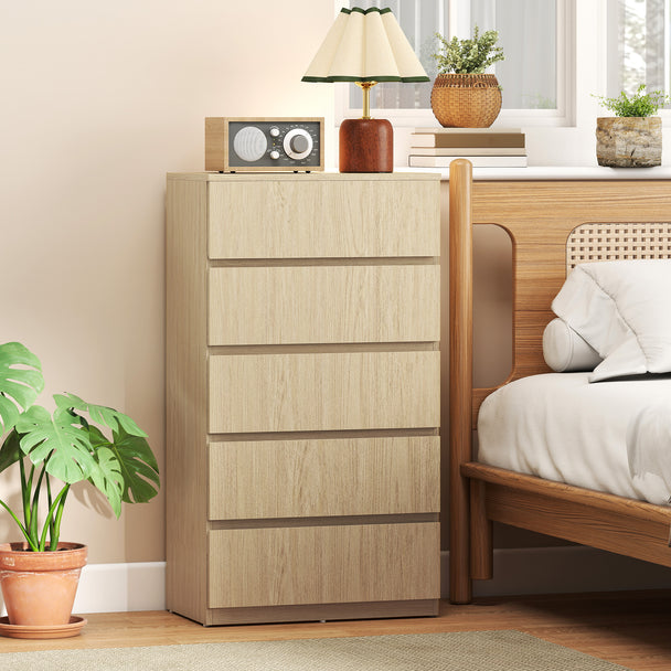HOMCOM Chest of Drawers, 5-Drawer Storage Cabinets, Modern Dresser, Storage Drawer Unit for Bedroom – view 2
