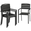 Outsunny Stackable Garden Chairs Set of 4, Garden Dining Chairs with Slatted HDPE Seat Back, Armrests, Metal Frame