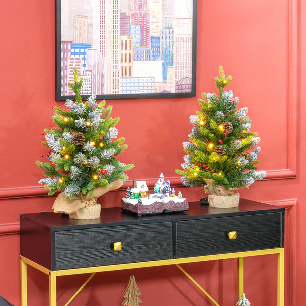 Set of 2 2ft pre-lit tabletop trees – image 2