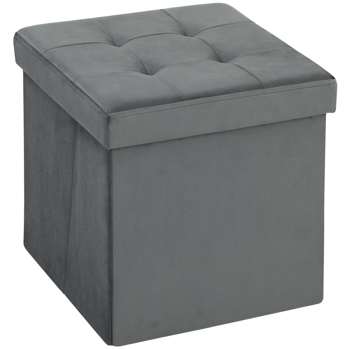 37.6L Foldable Velvet Storage Ottoman – Grey