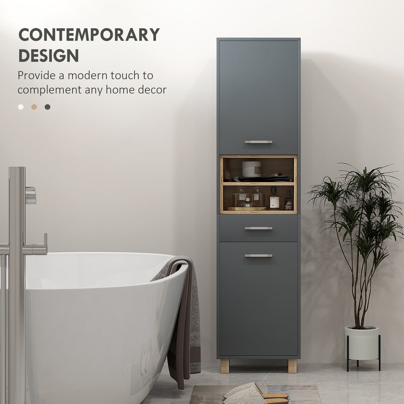 Tall matte grey bathroom cabinet – image 5