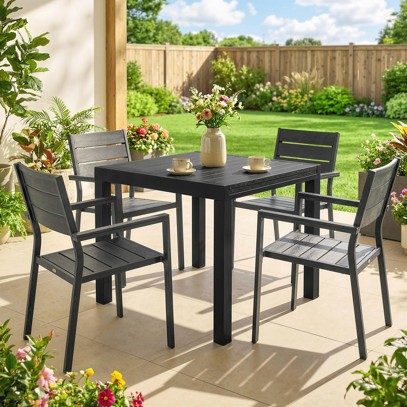 Extending aluminium garden table black – image 8
