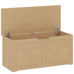 Natural wood-finish 127 litre storage chest with flat seat lid
