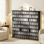 1032 CD/594 DVD Storage Unit, Blu-ray Media Storage Shelf with 24 Compartments and 18 Adjustable Shelves, Black