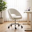 HOMCOM Velvet Desk Chair, Modern Office Chair with Height-Adjustable, Wheels, for Home Study Bedroom, Cream – view 8