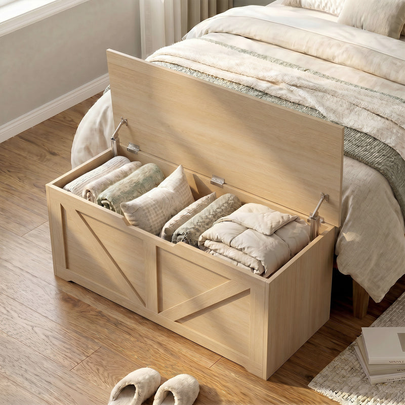 Natural wood 127L storage chest – image 9