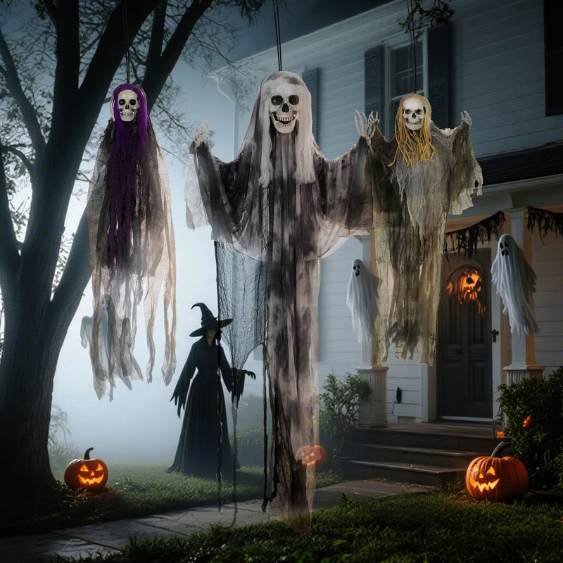 Set of 3 Hanging Skeleton Ghost Decorations – 90/110/170cm – image 9 of 9