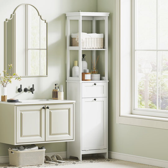 Bathroom cabinet with laundry basket – image 2