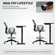 Vinsetto 100-120cm Draughtsman Office Chair, with Footrest - Light Grey – view 4