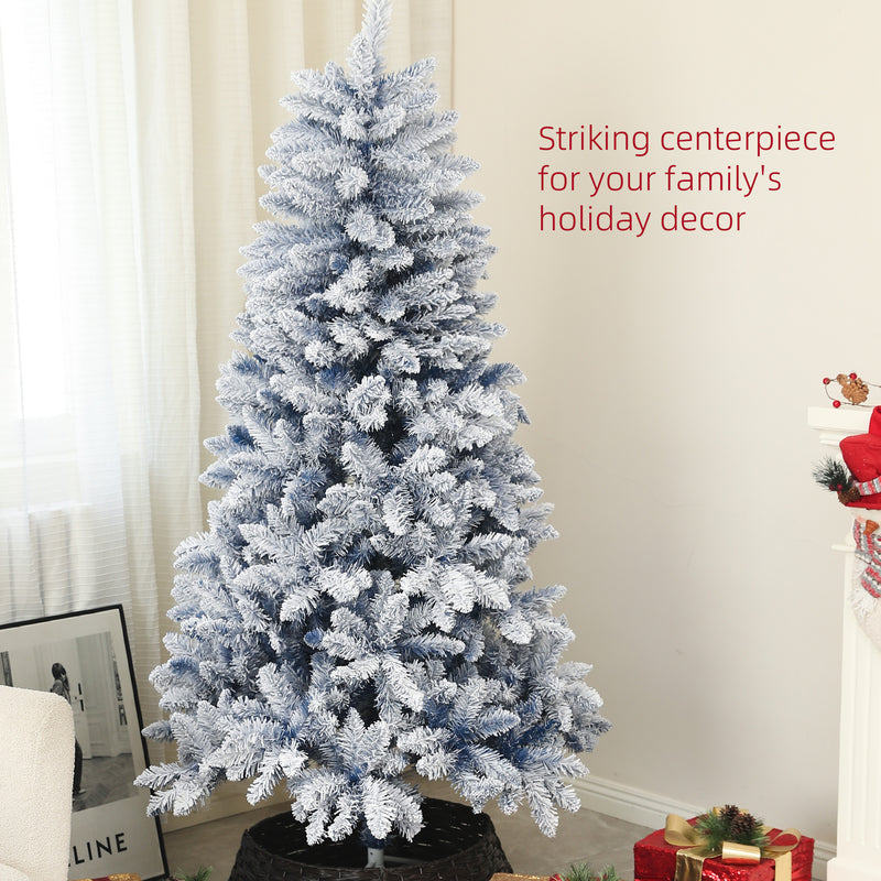 6ft blue snow-flocked Christmas tree – image 4