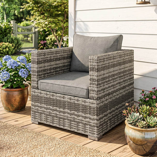 Grey rattan garden armchair – image 2