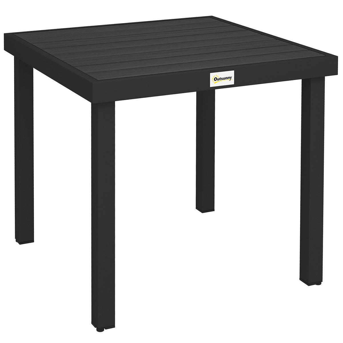 Black 78 cm square aluminium garden dining table for four