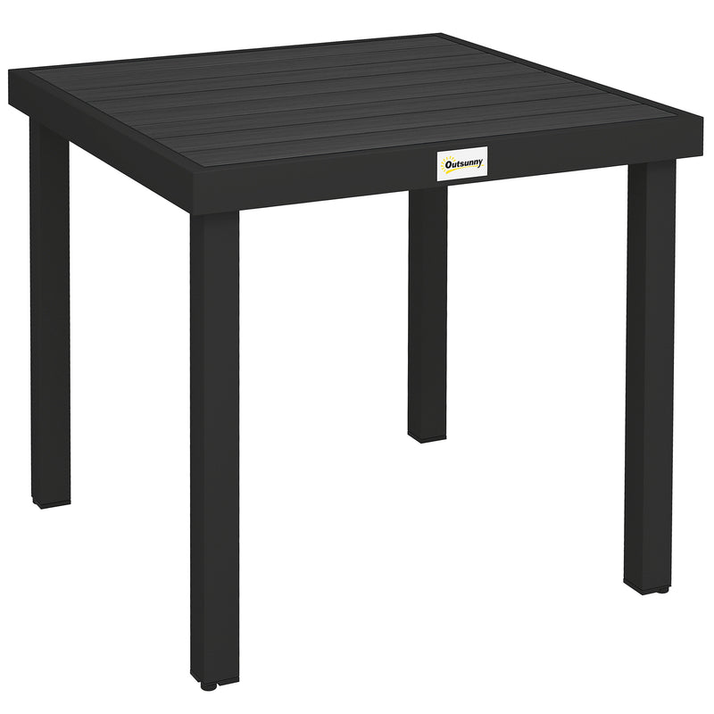 Black 78 cm square aluminium garden dining table for four